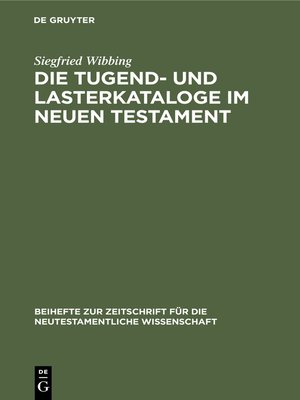 cover image of Die Tugend- und Lasterkataloge im Neuen Testament